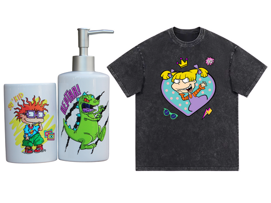 BOX PARA REGALO: Polera Angélica + Dispensador Reptar y Carlitos