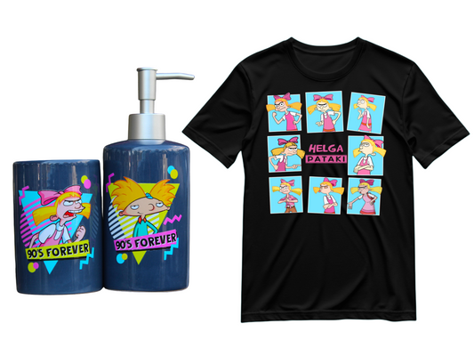 BOX REGALO: Polera Helga + Dispensador Arnold y Helga